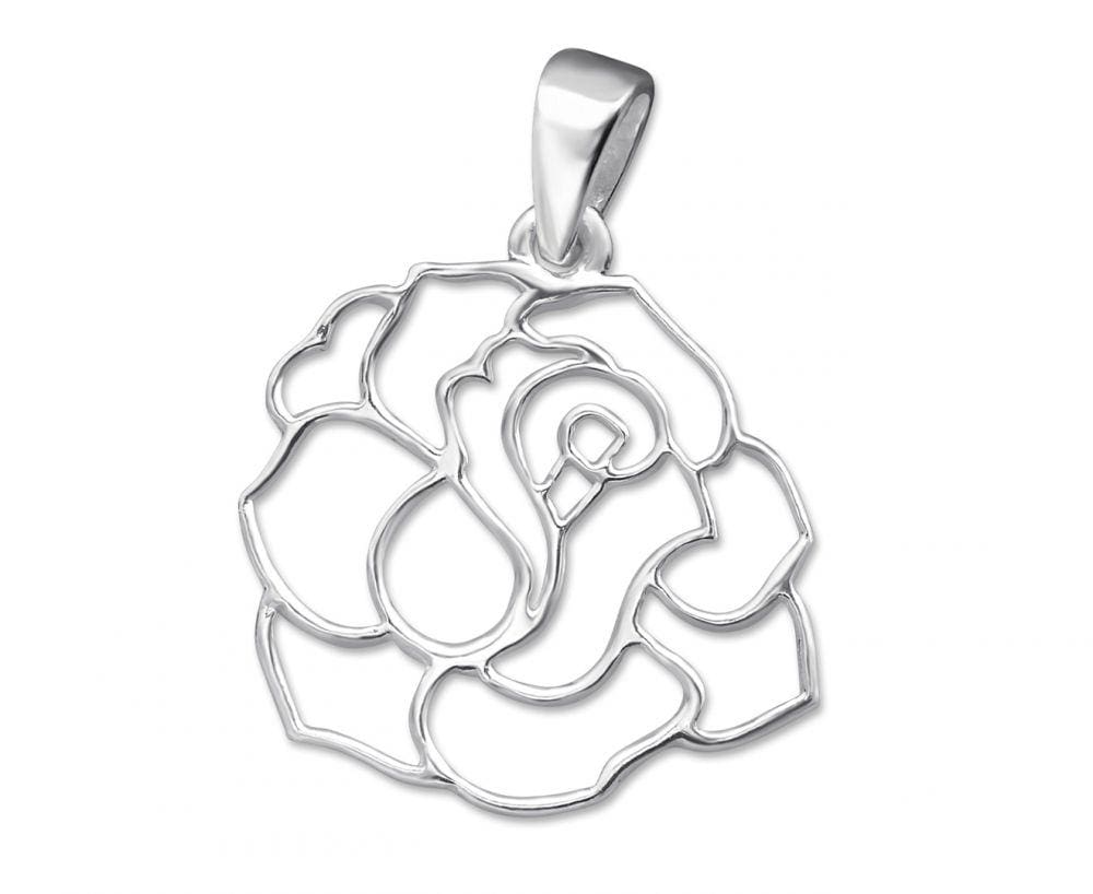 Silver Rose Cut-out Pendant