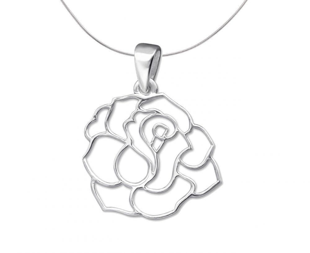 Silver Rose Cut-out Pendant