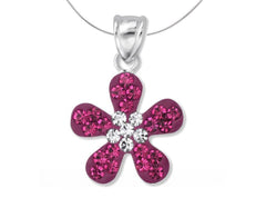 Pink and White Flower Pendant with Gemstones