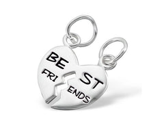 Silver Best Friend Heart Pendant Charm