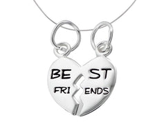 Silver Best Friend Heart Pendant Charm