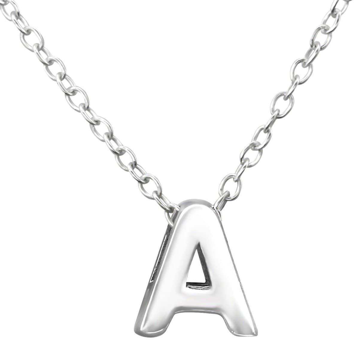 Sterling Silver Rhodium Letter W Necklace