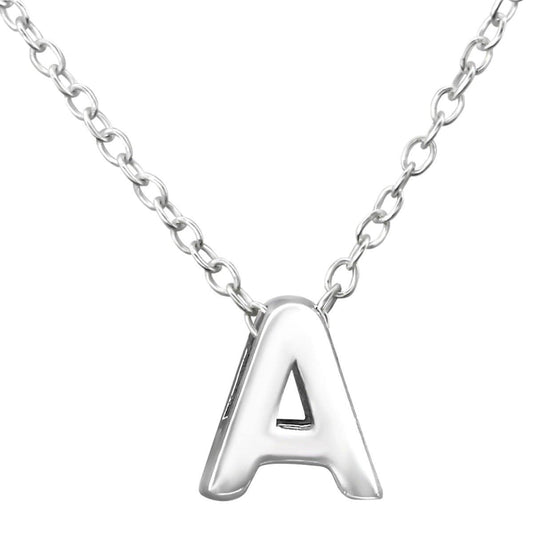Sterling Silver Rhodium Letter W Necklace