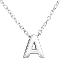 Sterling Silver Rhodium Letter W Necklace