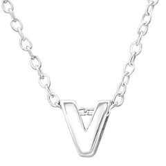 Sterling Silver Letter V Necklace