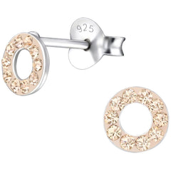 Kid's Silver Light Sapphire Circle Stud Earrings