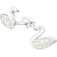 Kid's Sterling Silver Swan Stud Earrings