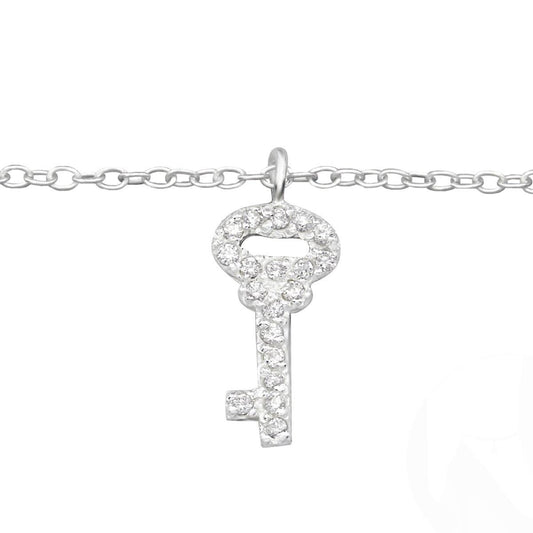 Sterling Silver Key Anklet