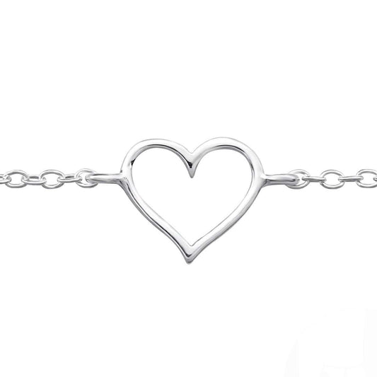 Sterling Silver Heart Chain Anklet