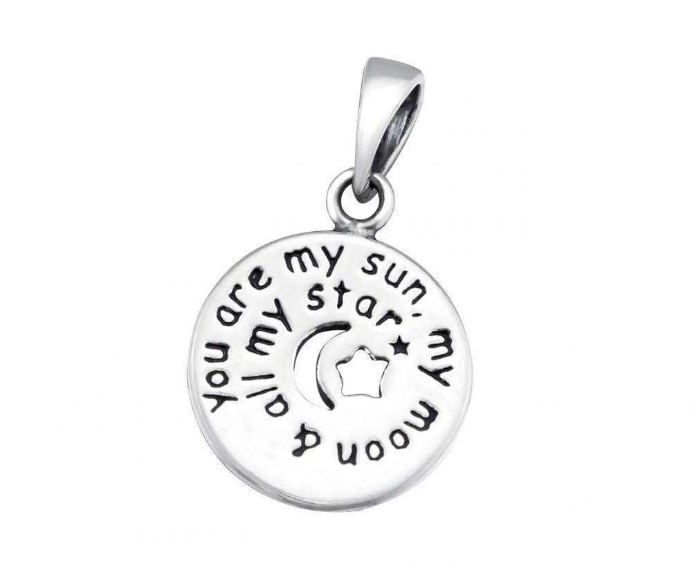 Silver Sun, Moon and Star Pendant