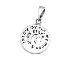 Silver Sun, Moon and Star Pendant