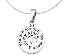 Silver Sun, Moon and Star Pendant