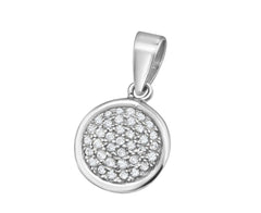 Silver Circle Pendant Studded with Cubic Zirconias