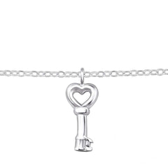 Sterling Silver Key Anklet