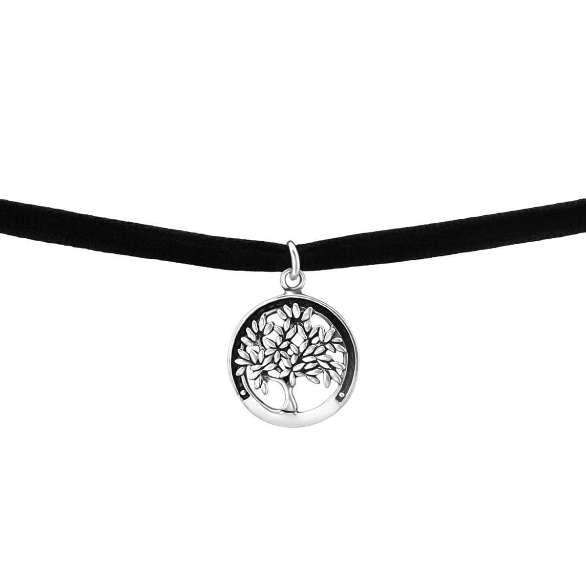 Sterling Silver Tree Of Life Choker Necklace