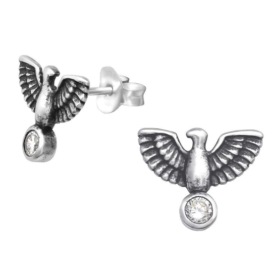 Sterling Silver CZ Eagle Ear Studs