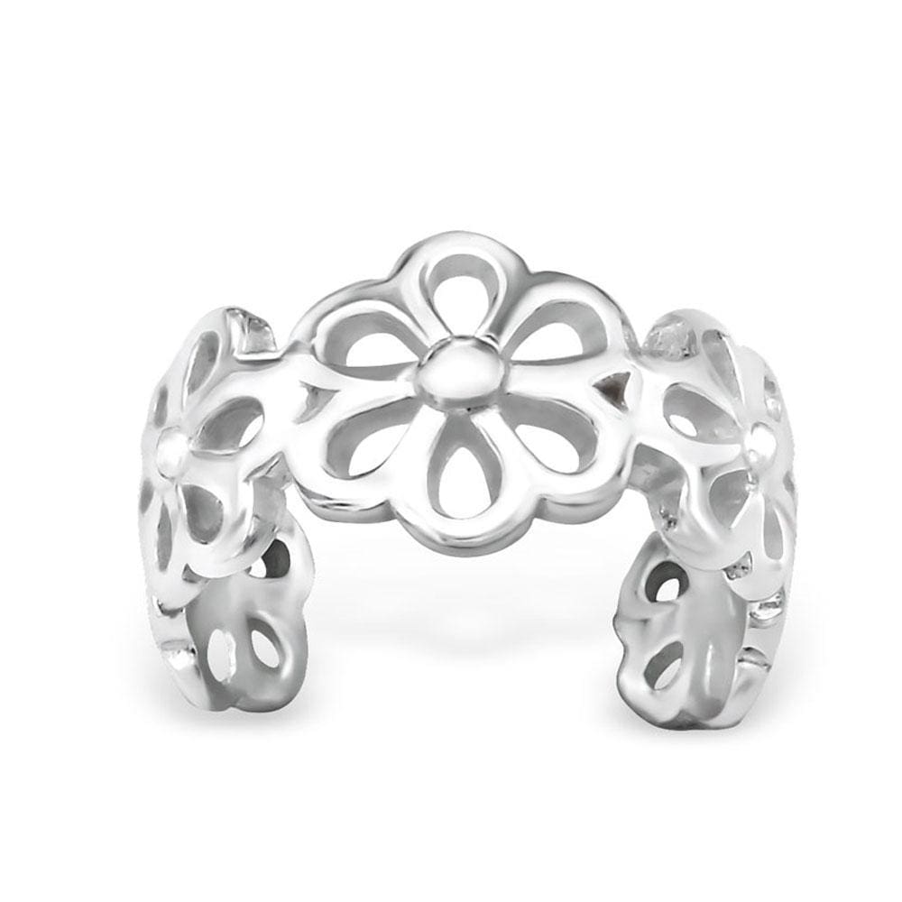 Polished sterling silver flower ear cuff with an openwork floral band, measuring 6 x 10 mm and presented in a sturdy gift box in Australia.