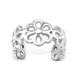 Polished sterling silver flower ear cuff with an openwork floral band, measuring 6 x 10 mm and presented in a sturdy gift box in Australia.