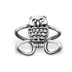 Sterling Silver Oxidised Owl Ear Cuff