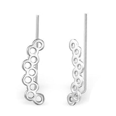 Silver Circles Long Ear Cuff