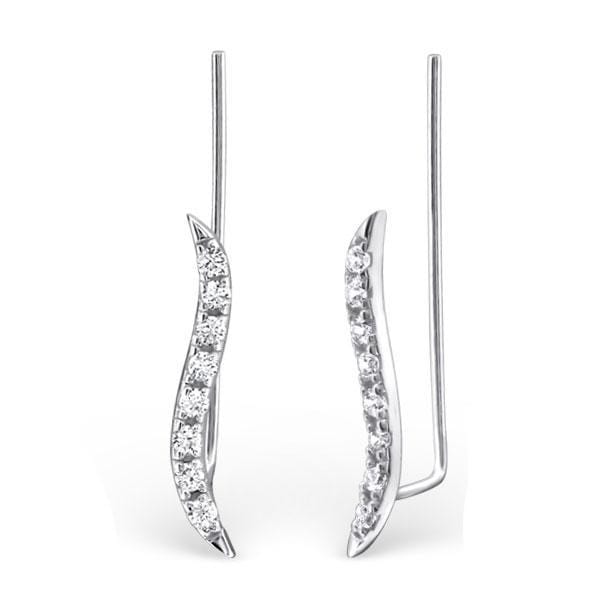 Silver Curved Long Ear Cuff