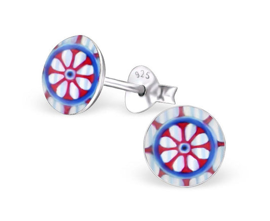 Nautical Silver Ship Wheel Earrings
