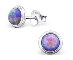 Faux Opal Silver Earrings