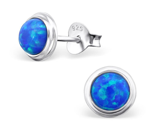 Faux Opal Silver Earrings