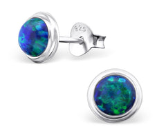 Faux Opal Silver Earrings