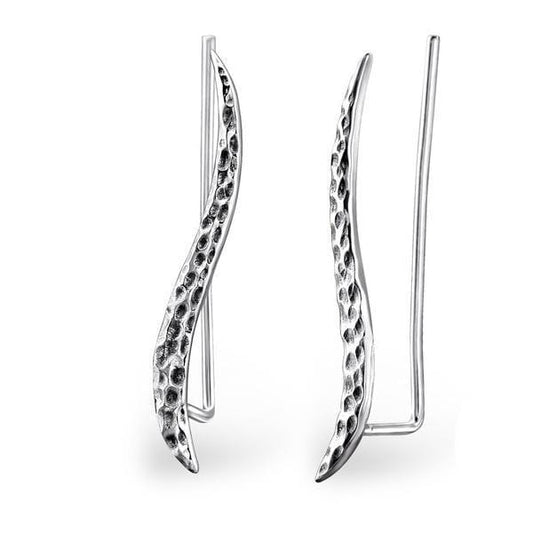 Sterling Silver Oxidised Ocean Wave Ear Cuff