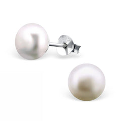 Silver and Pearl Stud Earrings