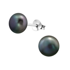 Silver and Pearl Stud Earrings