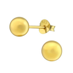 14 K Gold Plated On Sterling Silver 6mm ball Earrings