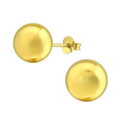 14 K Gold Plated On Sterling Silver 10 mm ball Earrings