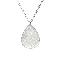 Silver Flower Necklace with Faux Opal - White