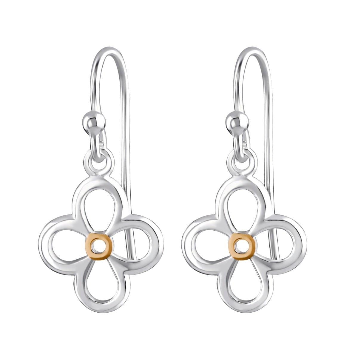 Silver Flower Drop Earrings
