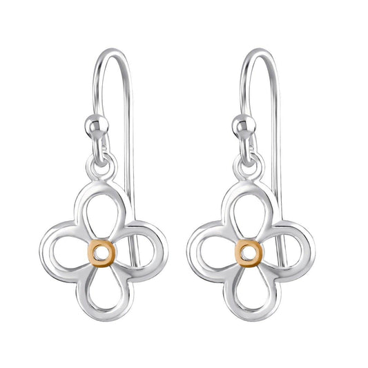 Silver Flower Drop Earrings