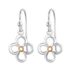Silver Flower Drop Earrings