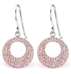Sterling Silver Circle Earrings Made With Swarovski Crystal Vintage Rose