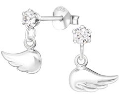 Silver Hanging Wing Crystal earrings Made With Swarovski Crystal