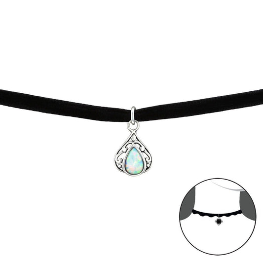 Teardrop Opal Choker with Black Band