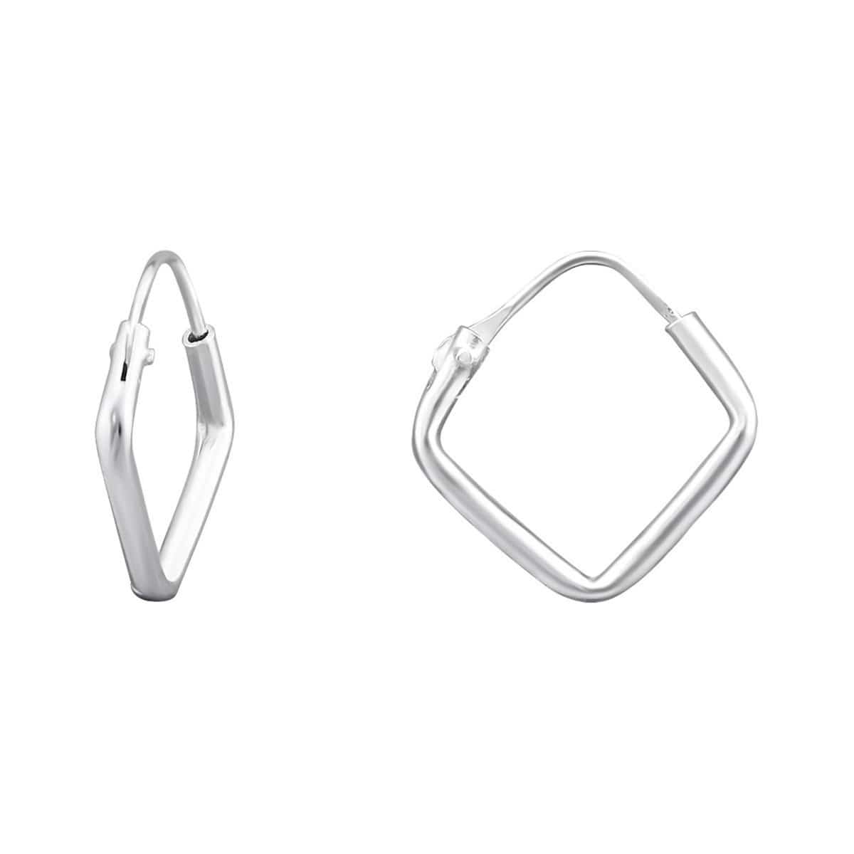 Silver Square Hoop Earrings