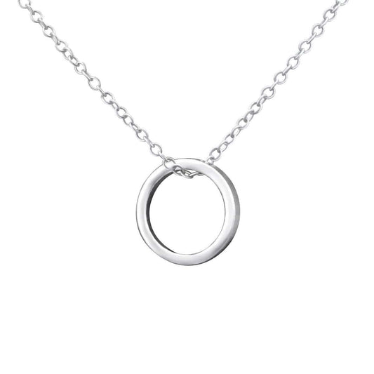 Silver Hanging Ring Charm Necklace