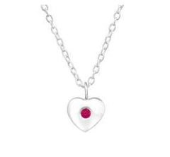 Silver Birthstone Heart Pendant Necklace