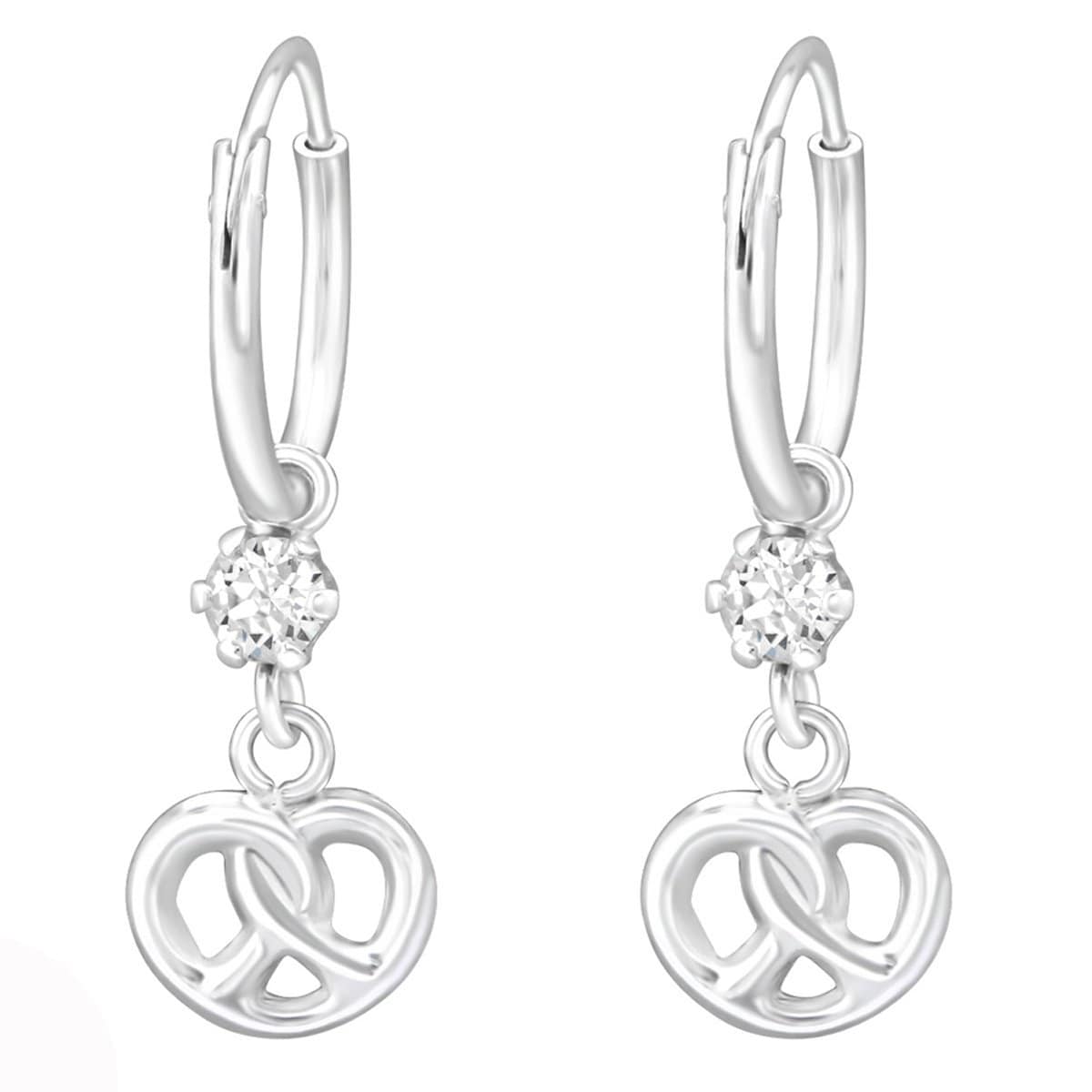 Sterling Silver Infinity Knot hoop earring Made With Swarovski Crystal