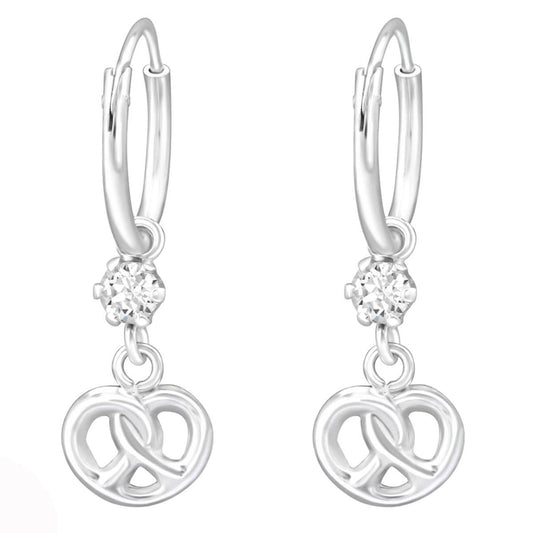 Sterling Silver Infinity Knot hoop earring Made With Swarovski Crystal