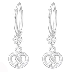Sterling Silver Infinity Knot hoop earring Made With Swarovski Crystal