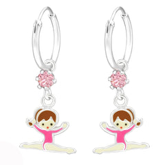 Sterling Silver Kids Gymnas hoop earring Made With Swarovski Crystal