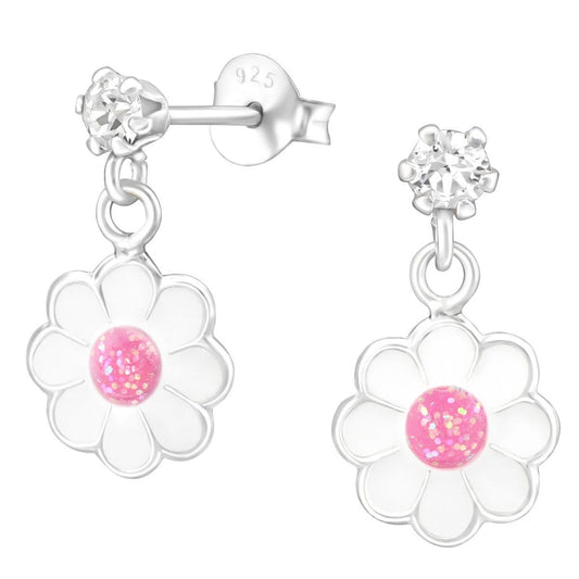 Sterling Silver Kids Flower Stud earrings made with Swarovski Crystal