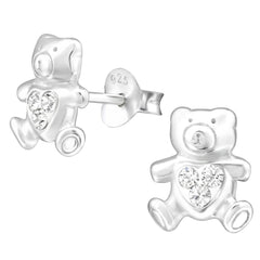 Sterling Silver Kids Bear Stud earrings